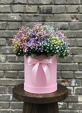Цветочная композиция из Гипсофила и Розы в шляпной коробке #REPLACE_PRED# Фруктовом