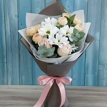 Букет цветов из:  Хризантемы и Розы #REPLACE_PRED# Фруктовом