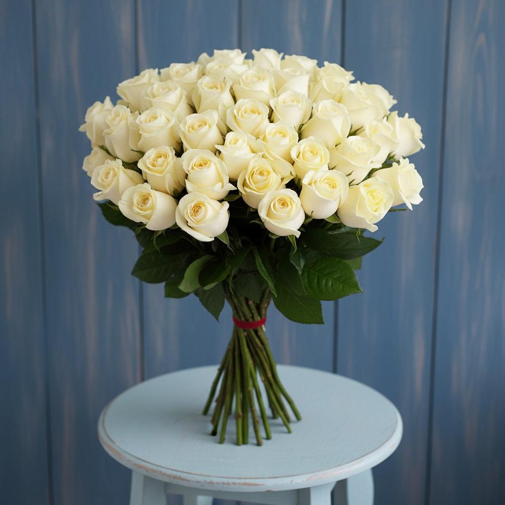 Букет 51 Белая роза Эдлесс Лав в Фруктовом