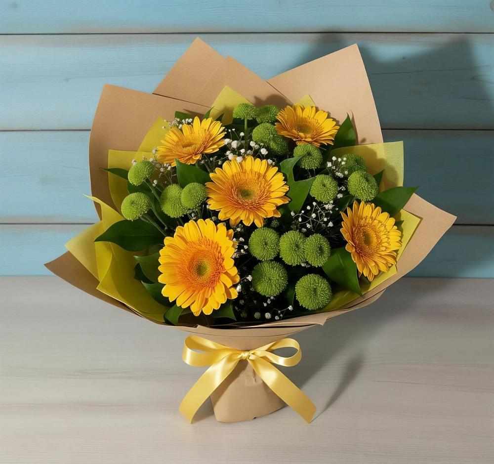 Букет цветов из: Герберы и Хризантемы в Фруктовом