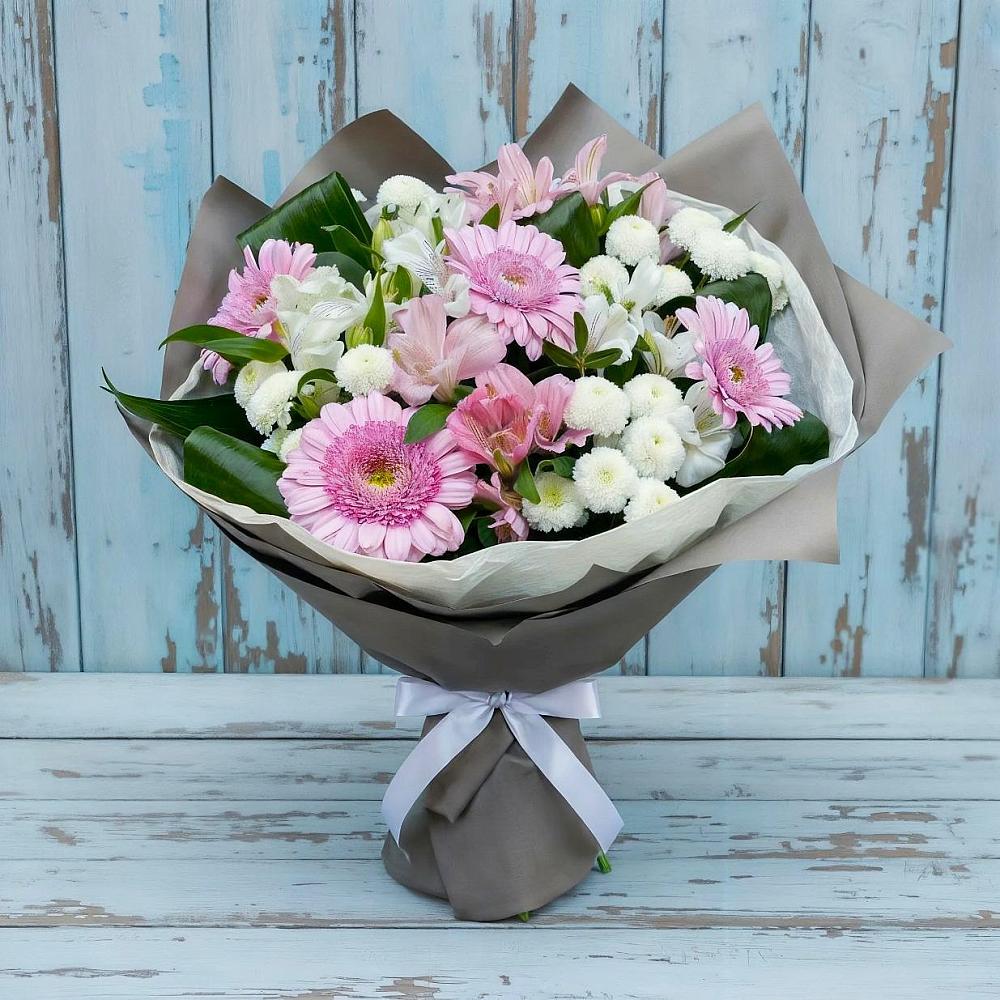 Букет цветов из: Герберы, Альстромерии и Хризантемы в Фруктовом