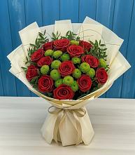 Букет цветов из:  Розы и Хризантемы #REPLACE_PRED# Фруктовом