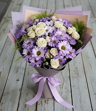 Букет цветов из:  Хризантемы и Розы #REPLACE_PRED# Фруктовом