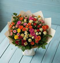 Букет Микс из разноцветных кустовых роз #REPLACE_PRED# Фруктовом